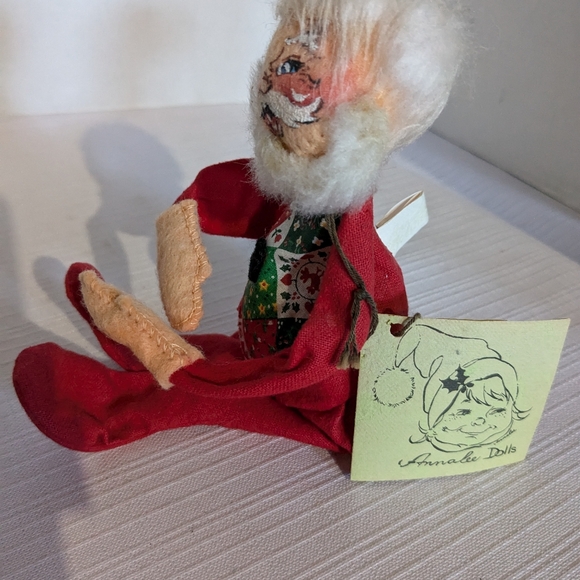 AnnaLee Santa Clause poseable doll VTG 1963 wearing a quilt pattern vest - Picture 6 of 10